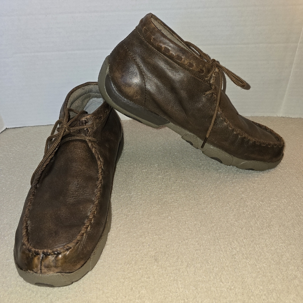 Twisted X Men's Brown Leather Driving Moc Shoes size 14